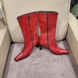 Red Leather Women's Boots